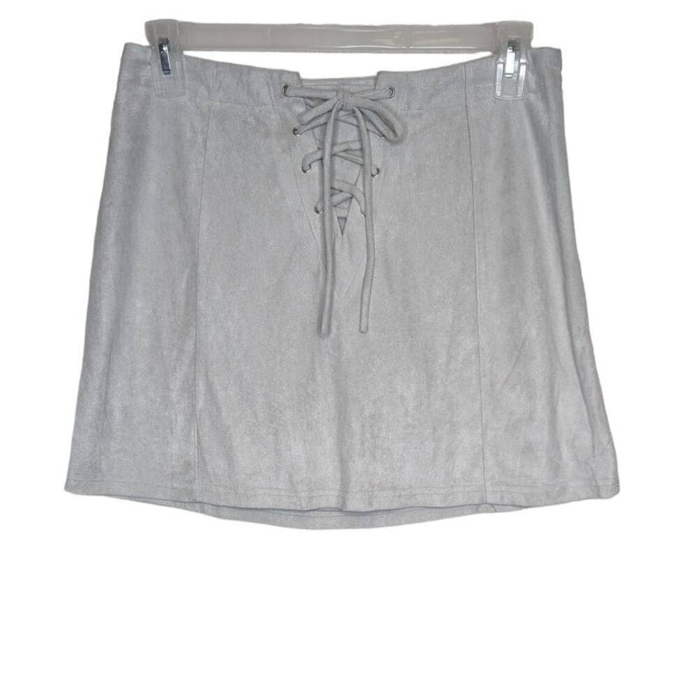 Hyfve light gray lined boho mini skirt sz large